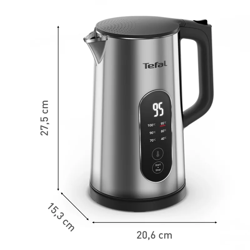 Tefal Selection KI871DE0 elektriline veekeetja 1,7 l 1500 W Must, Roostevaba teras