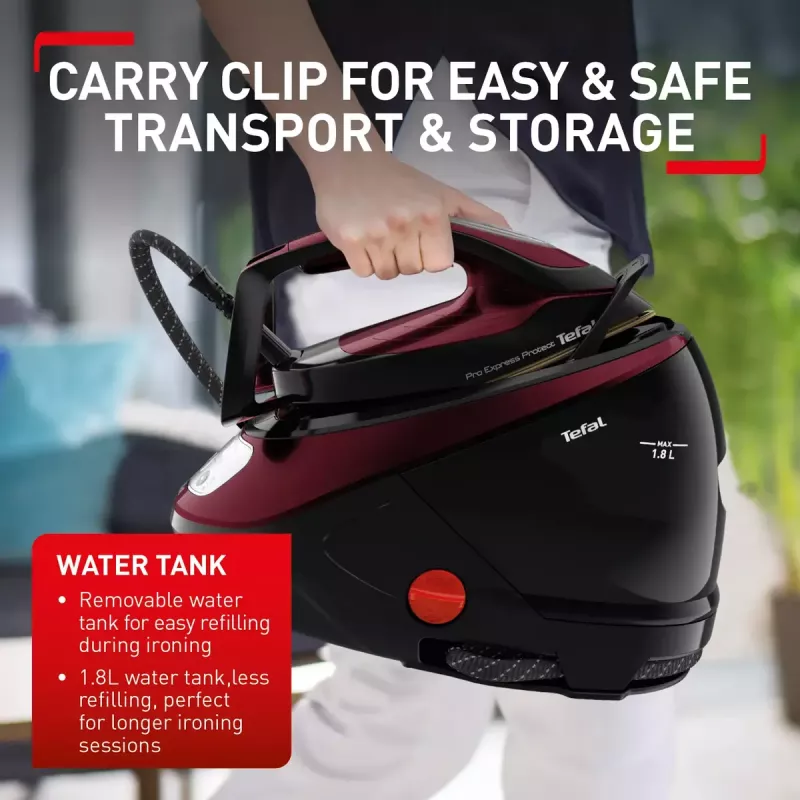 Tefal Pro Express Protect GV9230 2600 W 1,8 L Must, Burgundia