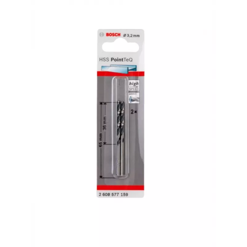 Bosch HSS Twist Drill Bits PointTeQ, Puur, Keerdpuuritera, Parempoolne pöörlemine, 3,2 mm, Teras, Malm, 3,6 cm