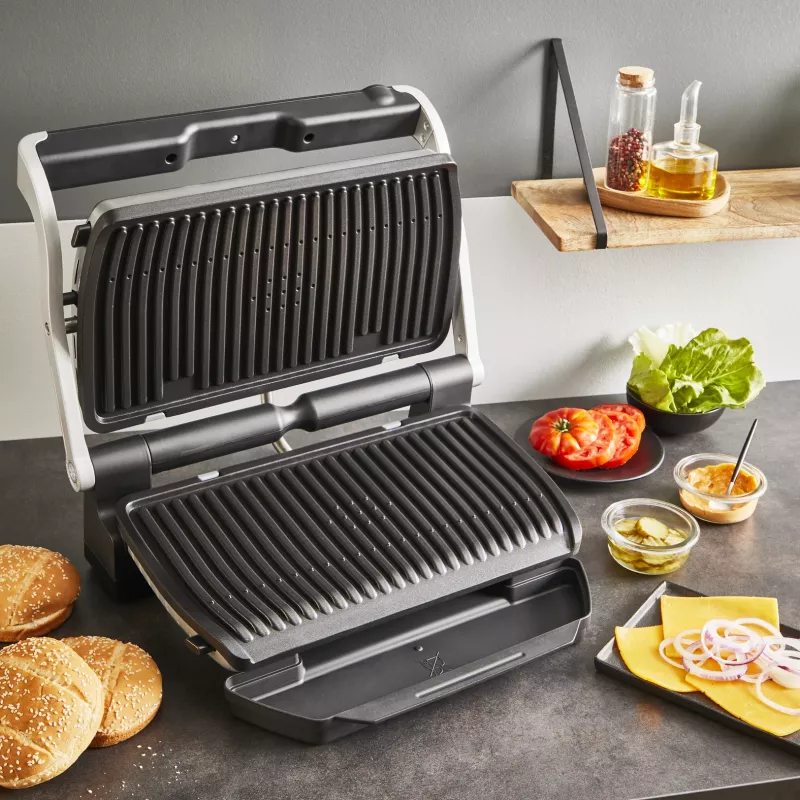 Kontaktgrill Tefal Optigrill+ XL GC727D10 — 2000 W, ristkülikukujuline metallkorpus, 445×365×175 mm
