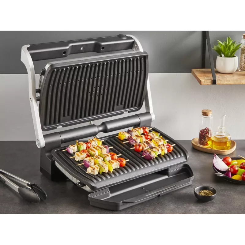Kontaktgrill Tefal Optigrill+ XL GC727D10 — 2000 W, ristkülikukujuline metallkorpus, 445×365×175 mm