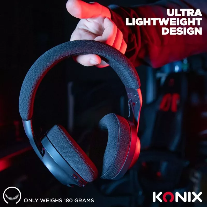 Konix PULSAR Peakomplekt juhtmega ja juhtmevaba Peapael Mängimine USB USB-C Bluetooth Must