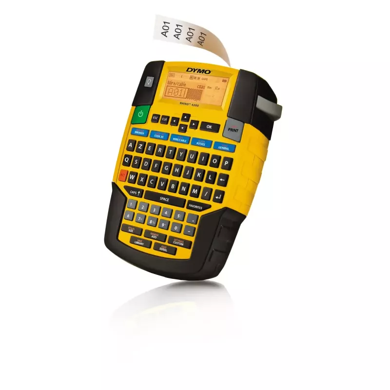 DYMO RHINO 4200 tööstuslik etiketimasin | AZERTY klaviatuur ja ajasäästvad kiirklahvid | Vastupidav etiketiprinter tööplatsidele ja rasketeks märgistustöödeks