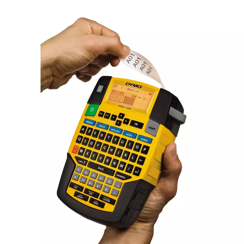 DYMO RHINO 4200 tööstuslik etiketimasin | AZERTY klaviatuur ja ajasäästvad kiirklahvid | Vastupidav etiketiprinter tööplatsidele ja rasketeks märgistustöödeks