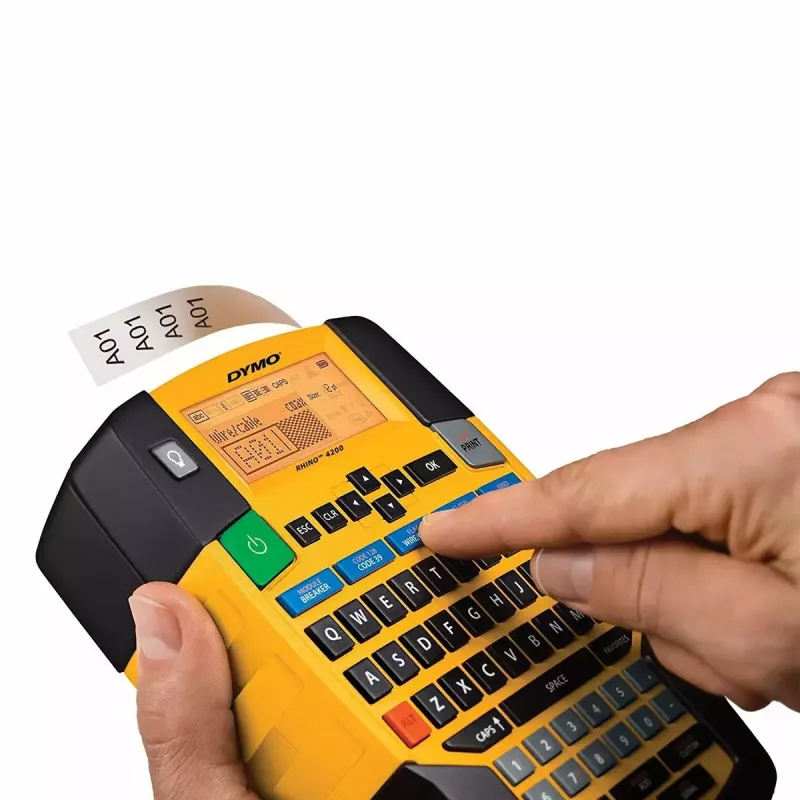 Label printer Dymo Rhino 4200 Wireless QWERTY — termosiire, LED-ekraan, liitiumioonaku, juhtmevaba, 100 sildivormingut