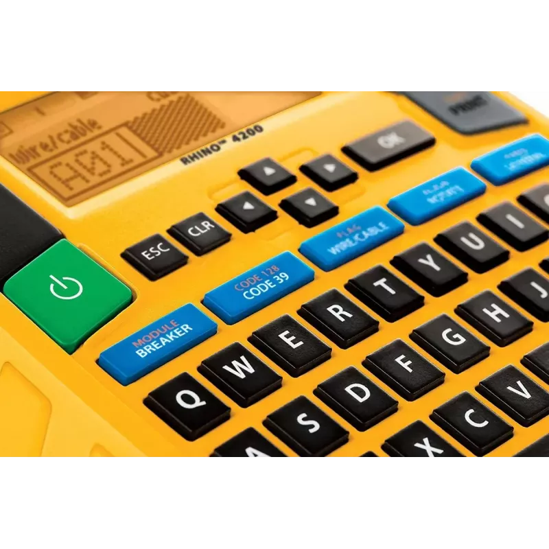 Label printer Dymo Rhino 4200 Wireless QWERTY — termosiire, LED-ekraan, liitiumioonaku, juhtmevaba, 100 sildivormingut