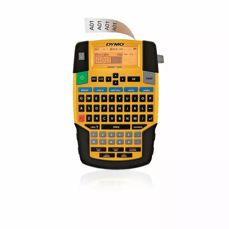 Label printer Dymo Rhino 4200 Wireless QWERTY — termosiire, LED-ekraan, liitiumioonaku, juhtmevaba, 100 sildivormingut