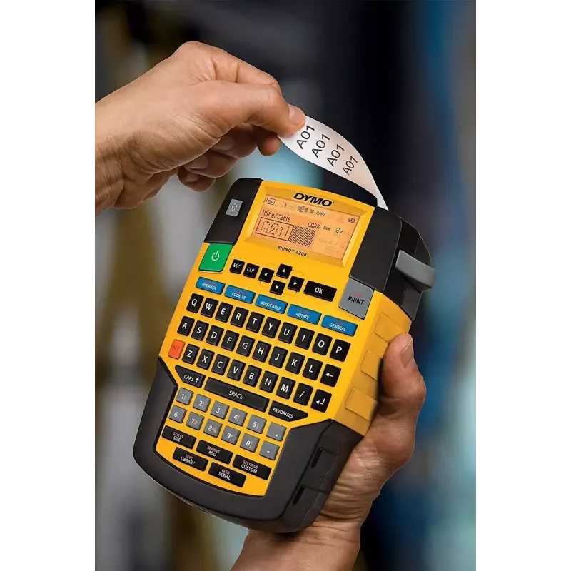 Label printer Dymo Rhino 4200 Wireless QWERTY — termosiire, LED-ekraan, liitiumioonaku, juhtmevaba, 100 sildivormingut