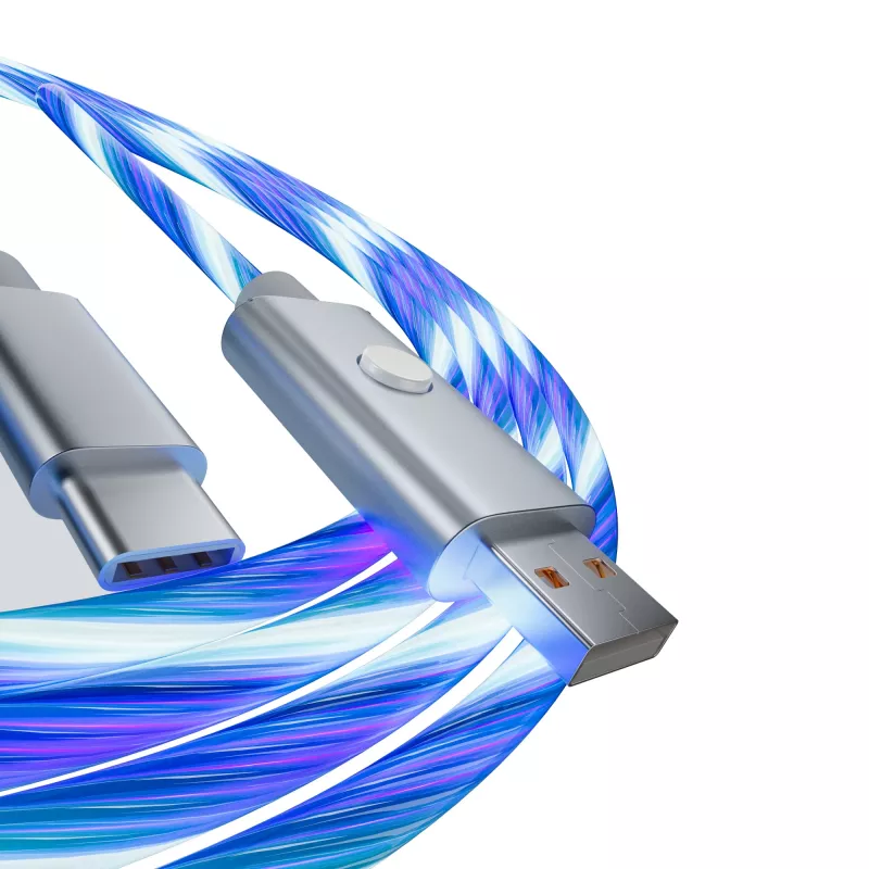 Oniverse USB-A USB-C kiirlaadimiskaabel LED-iga - 2 meetrit - valge (mitmeplatvormiline)