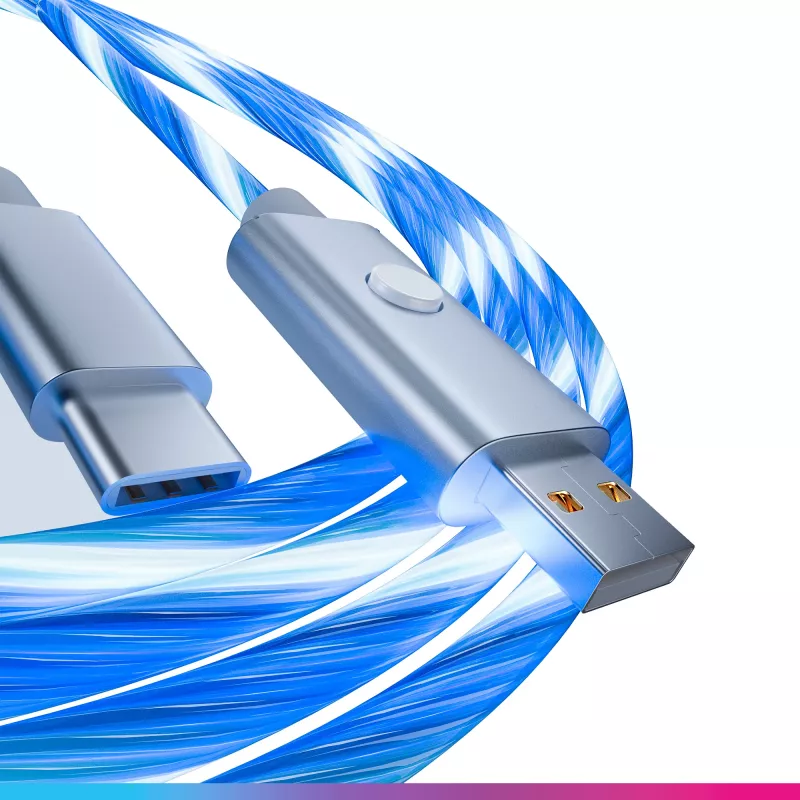 Oniverse USB-A USB-C kiirlaadimiskaabel LED-iga - 2 meetrit - valge (mitmeplatvormiline)