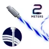 Oniverse USB-A USB-C kiirlaadimiskaabel LED-iga - 2 meetrit - valge (mitmeplatvormiline)