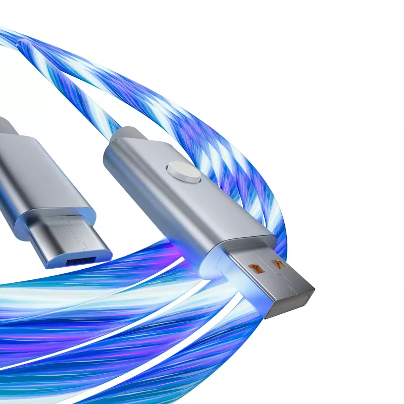 Oniverse Micro-USB laadimiskaabel LEDiga - 2 meetrit - valge (multi platvorm)