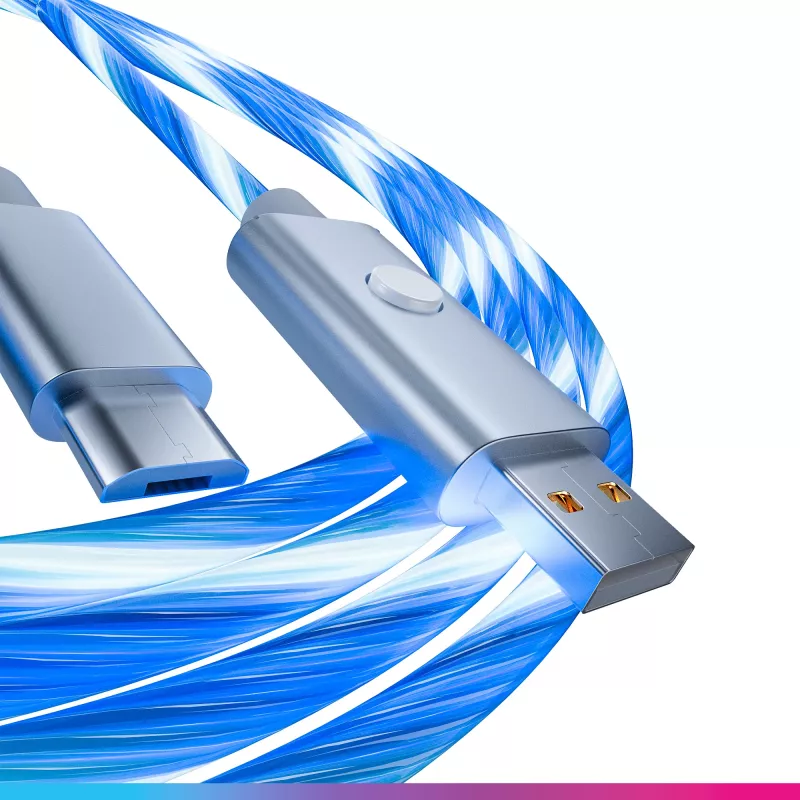 Oniverse Micro-USB laadimiskaabel LEDiga - 2 meetrit - valge (multi platvorm)