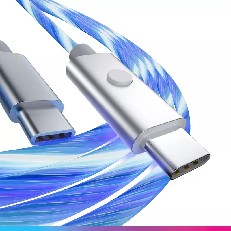 Oniverse USB-C–USB-C kiirlaadimiskaabel – 2 meetrit – LED (mitmeplatvormiline)