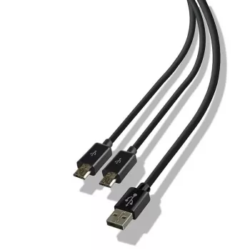 Steelplay Dual Play & Charge kaabel kontrolleritele - must (PS4)