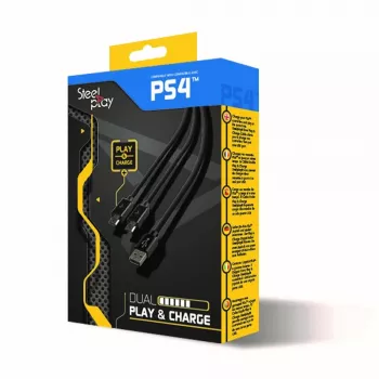 Steelplay Dual Play & Charge kaabel kontrolleritele - must (PS4)