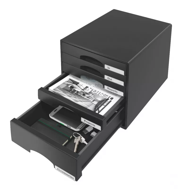 Leitz Plus sahtelkapp 5 sahtliga, 5 sahtlit, Plastik, Must, 287 x 363 x 270 mm