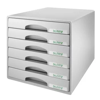 Leitz Plus sahtlikapp 6 sahtliga, 6 sahtlit, plast, hall, 287 x 363 x 270 mm
