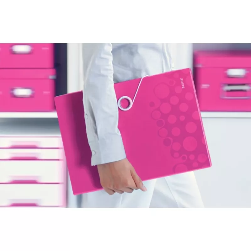 Leitz WOW PP projektikaust, tavaline dokumentide kaust, A4, polüpropüleen (PP), metallik, roosa, 200 lehte, 254 mm