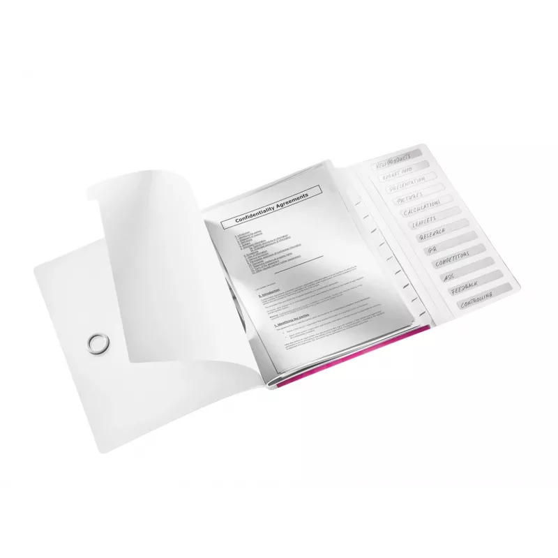 Leitz vaheleheraamat WOW PP 12 vahelehega, A4, polüpropüleen (PP), metalne, roosa, 200 lehte, 265 mm, 17 mm