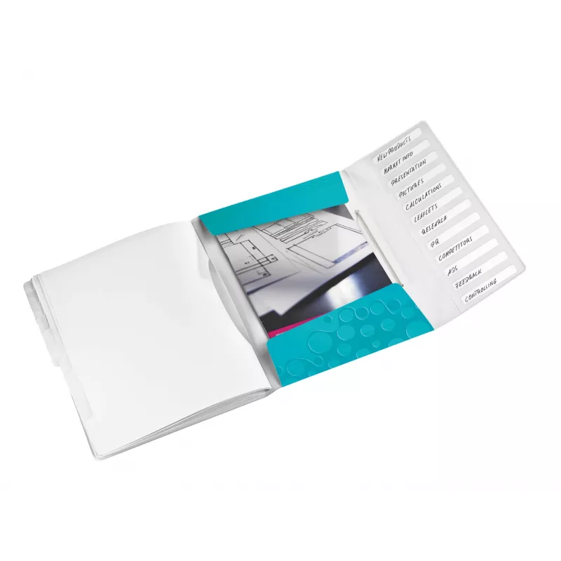 Leitz vaheleheraamat WOW PP 12 vahelehte, A4, polüpropüleen (PP), sinine, metallik, 200 lehte, 265 mm, 17 mm