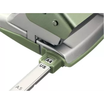 Leitz NeXXt Hole Punch Style, 2-auguline 30 lehte metallist, 30 lehte, roheline, hõbedane, metall, 8 cm, A6, 107 mm