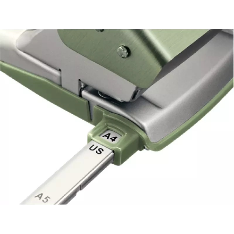 Leitz NeXXt Hole Punch Style, 2-auguline 30 lehte metallist, 30 lehte, roheline, hõbedane, metall, 8 cm, A6, 107 mm
