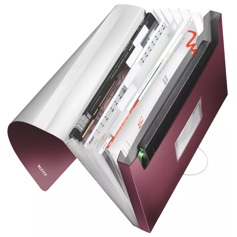 Leitz laiendatav kontserdiinastiilis toimik PP, A4, polüpropüleen (PP), punane, 250 lehte, 80 g/m², 6 taskut