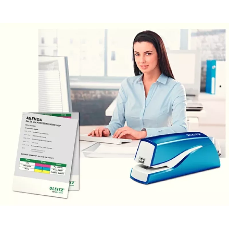 Leitz NeXXt klambrilööja akutoitega WOW 5566, 10 lehte, 1 cm, plast, sinine, valge, aku, 50 mm