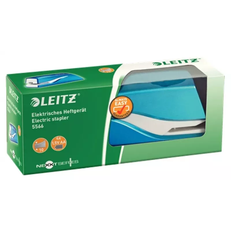 Leitz NeXXt klambrilööja akutoitega WOW 5566, 10 lehte, 1 cm, plast, sinine, valge, aku, 50 mm