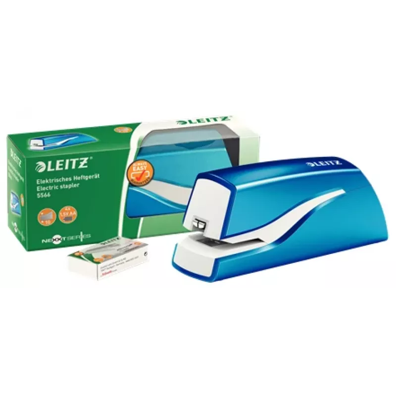 Leitz NeXXt klambrilööja akutoitega WOW 5566, 10 lehte, 1 cm, plast, sinine, valge, aku, 50 mm