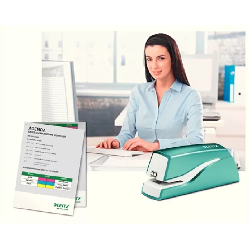 Leitz NeXXt klammerdaja akutoitega WOW 5566, 10 lehte, 1 cm, Plast, Sinine, Valge, Aku, 50 mm