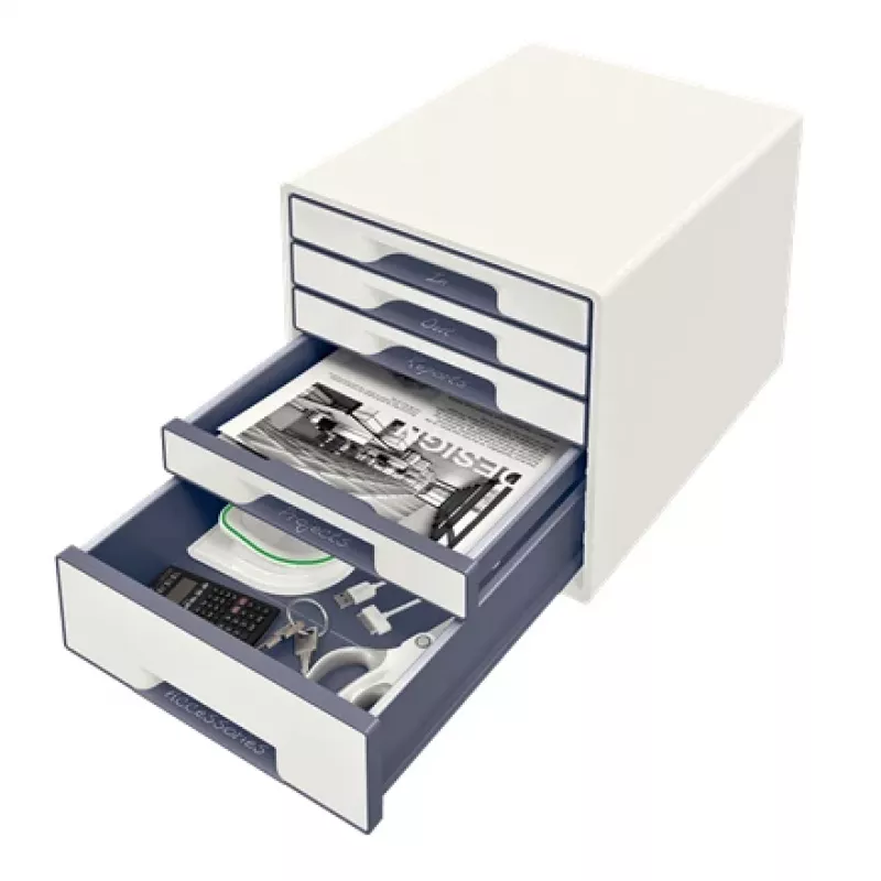 Leitz sahtlikapp WOW Cube 5 sahtliga, 5 sahtlit, Plast, Valge, 1 tk, 270 mm, 287 mm