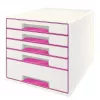 Leitz sahtlikapp WOW Cube 5-sahtliga, 5 sahtlit, Plastik, Roosa, Valge, 1 tk, 270 mm, 287 mm