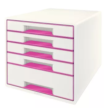 Leitz sahtlikapp WOW Cube 5-sahtliga, 5 sahtlit, Plastik, Roosa, Valge, 1 tk, 270 mm, 287 mm