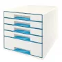 Leitz sahtlikapp WOW Cube 5 sahtliga, 5 sahtlit, Plastik, Sinine, Valge, 1 tk, 287 mm, 270 mm