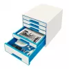 Leitz sahtlikapp WOW Cube 5 sahtliga, 5 sahtlit, Plastik, Sinine, Valge, 1 tk, 287 mm, 270 mm