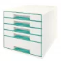 Leitz sahtlikapp WOW Cube 5 sahtliga, 5 sahtlit, Plastik, Türkiis, Valge, 1 tk, 287 mm, 270 mm