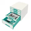 Leitz sahtlikapp WOW Cube 5 sahtliga, 5 sahtlit, Plastik, Türkiis, Valge, 1 tk, 287 mm, 270 mm