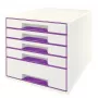 Leitz sahtlikapp WOW Cube 5 sahtliga, 5 sahtlit, Plastist, Lilla, Valge, 1 tk, 287 mm, 270 mm