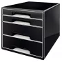 Leitz Desk Cube 4 sahtliga, 4 sahtlit, Plastik, Must, 1 tk, 270 mm, 287 mm