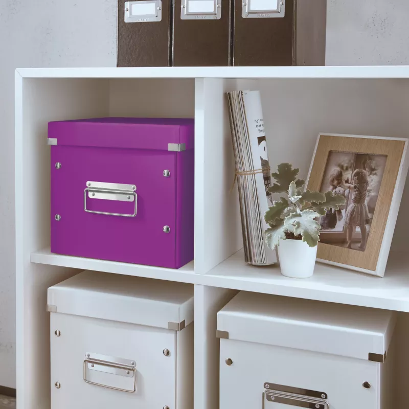 Leitz Storage Box Click & Store WOW Cube Medium, lilla, papp, 260 mm, 260 mm, 240 mm