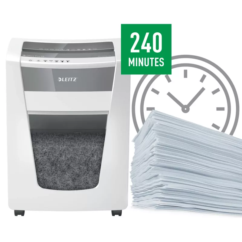 Leitz IQ Office Pro paberipurustaja P5, mikrohakk, 23 cm, 2 x 15 mm, 30 L, 300 lehte, 55 dB