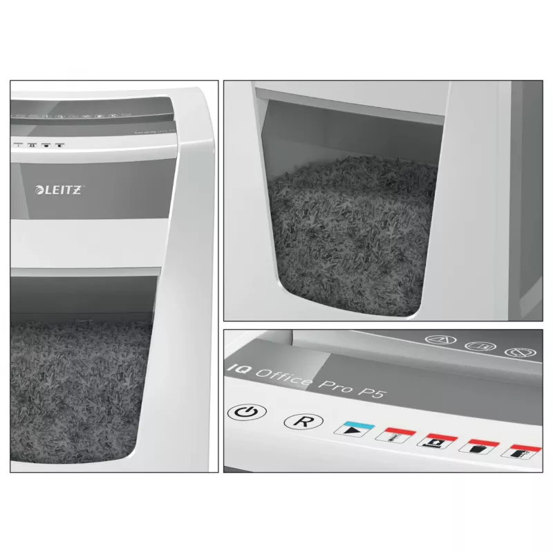 Leitz IQ Office Pro paberipurustaja P5, mikrohakk, 23 cm, 2 x 15 mm, 30 L, 300 lehte, 55 dB