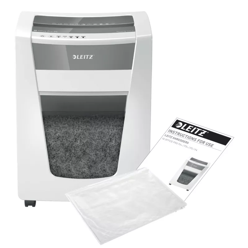 Leitz IQ Office Pro paberipurustaja P5, mikrohakk, 23 cm, 2 x 15 mm, 30 L, 300 lehte, 55 dB