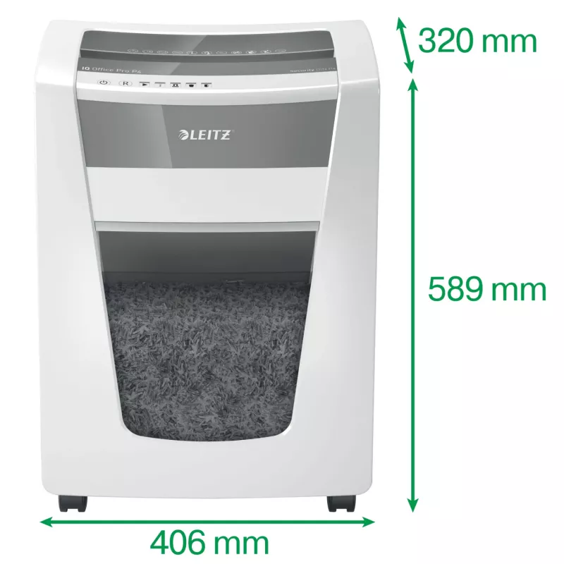 Leitz IQ Office Pro paberipurustaja P4, ristlõikus, 23 cm, 4 x 40 mm, 30 L, 275 lehte, 55 dB