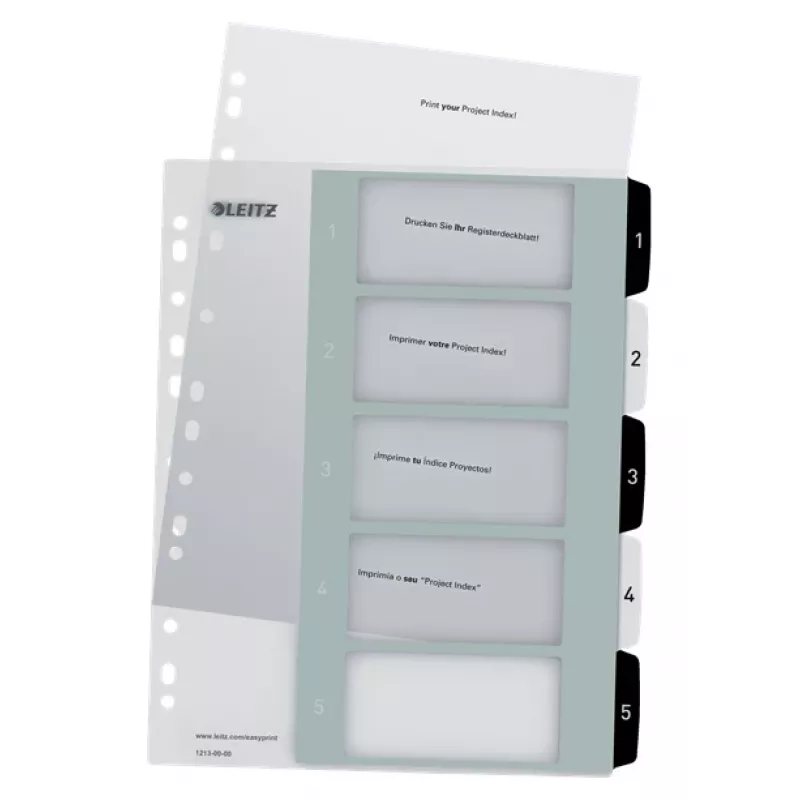 Leitz Indices Printable PP A4+ 1-5 WOW valge/must