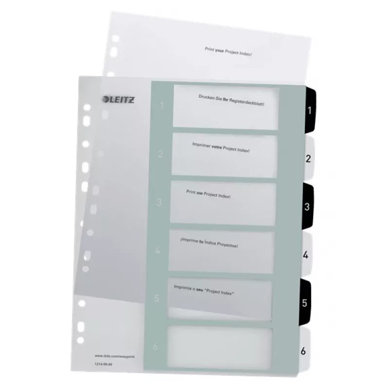 Leitz vahelehed prinditavad PP A4+ 1-6 WOW valge/must