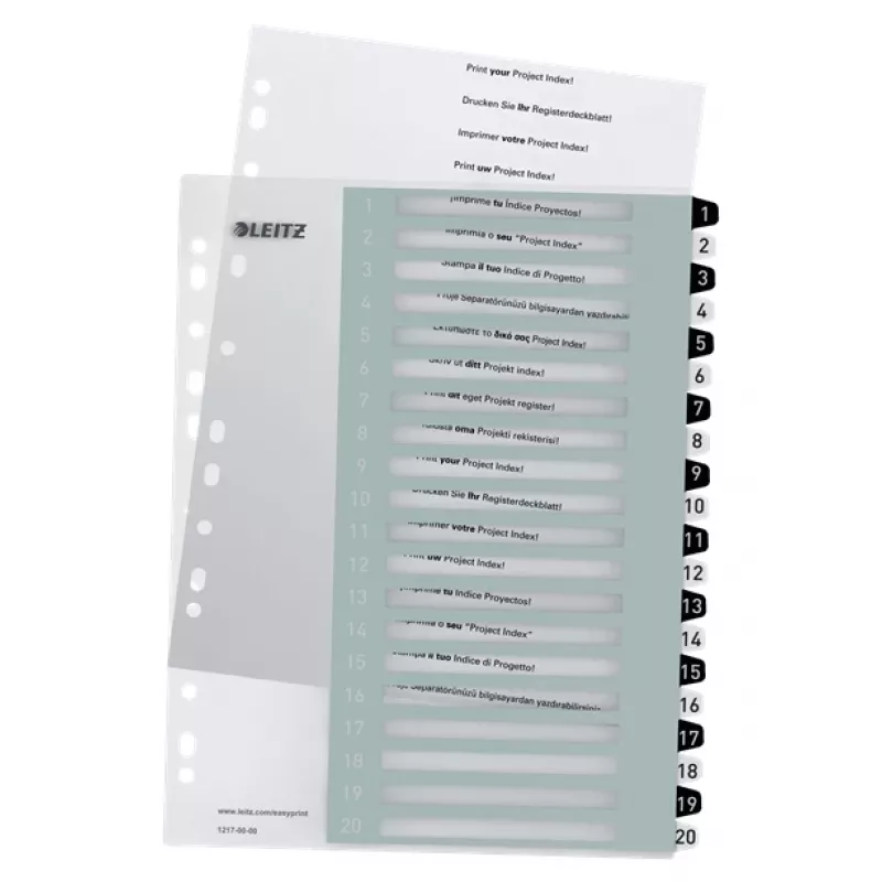 Leitz Indices Printable PP A4+ 1-20 WOW valge/must