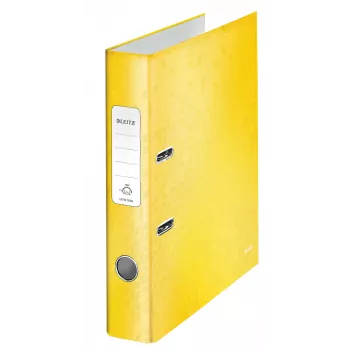 Leitz laiakaareline kiirköitja 180° WOW POB/lamineeritud A4/50mm, A4, D-rõngas, papp, kollane, 350 lehte, 285 mm
